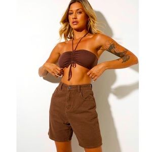 Denim Dad Shorts in Rich Brown